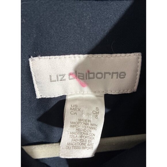 Liz Claiborne Jacket Womens Navy Blue Button-Up Cotton Blend Jacket Size S - Picture 3 of 7
